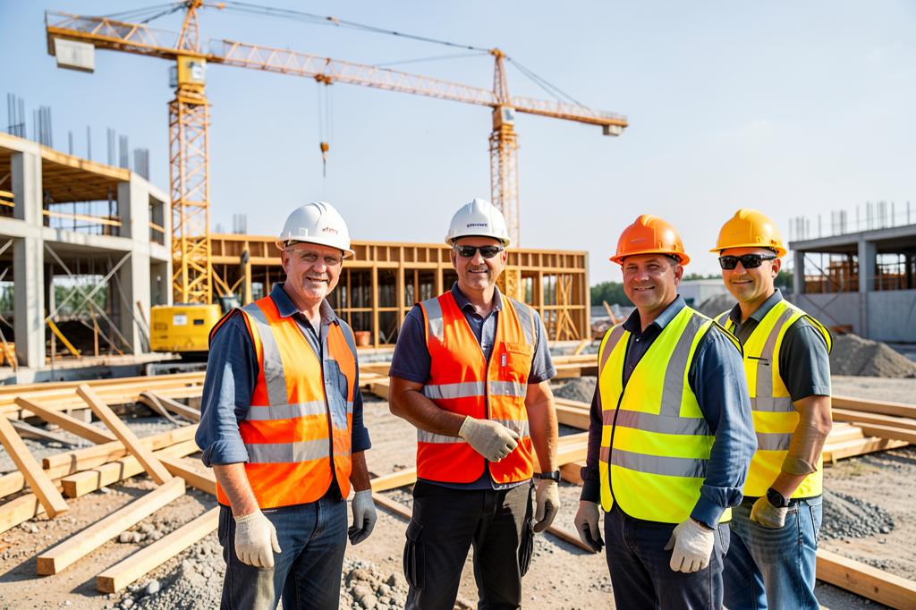 Construction workers at a building site